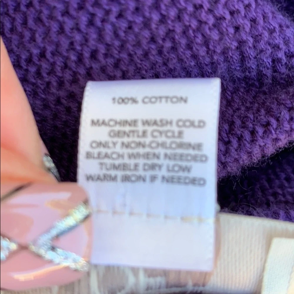 Loft Purple Short Sleeve Tie Waist Sweater Dress